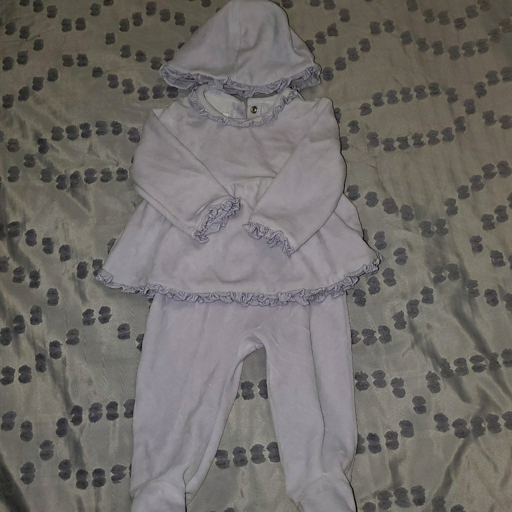 3 piece Ruffled Velour outfit